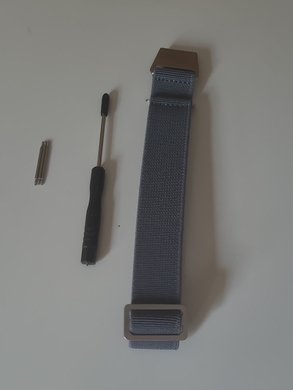 Men's Gray 20mm Elastic Paratrooper Nylon Watch Strap with Silver Hardware